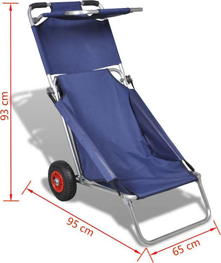 vidaXL Small Chair Beach Aluminium Blue 65x95cm