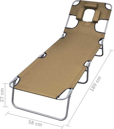 vidaXL Strandliegen Braun Faltbar mit Kissen 189x58x27cm. 1Stück