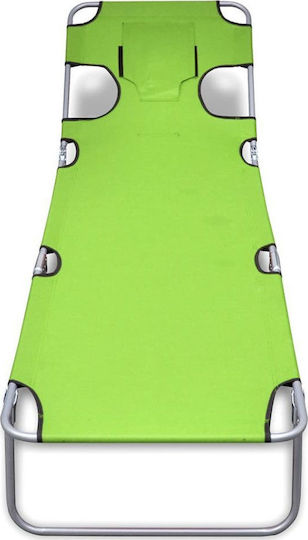 vidaXL Foldable Steel Beach Sunbed Green with Pillow 189x58x27cm