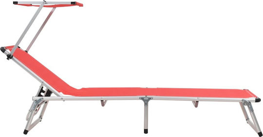vidaXL vidaXL Strandliege Rote Klappbar Aluminium mit Sonnenschutz 186x58x25,5cm