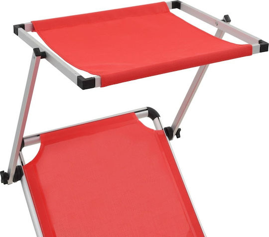 vidaXL vidaXL Strandliege Rote Klappbar Aluminium mit Sonnenschutz 186x58x25,5cm
