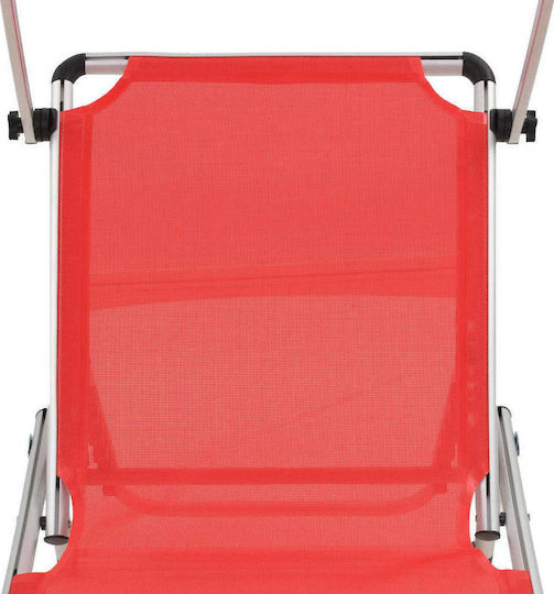 vidaXL vidaXL Strandliege Rote Klappbar Aluminium mit Sonnenschutz 186x58x25,5cm