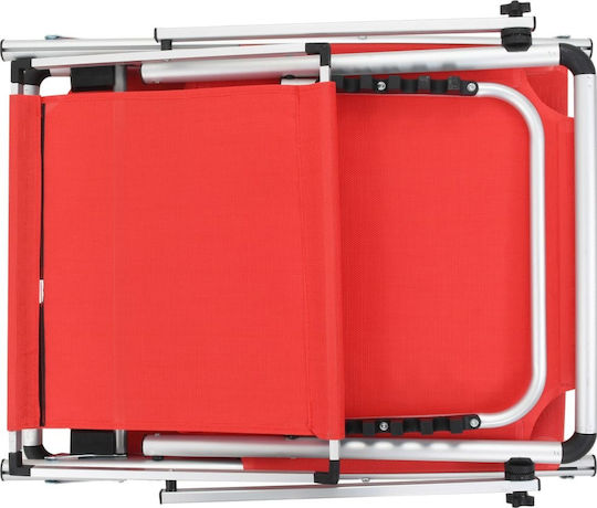 vidaXL vidaXL Strandliege Rote Klappbar Aluminium mit Sonnenschutz 186x58x25,5cm
