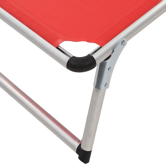 vidaXL vidaXL Strandliege Rote Klappbar Aluminium mit Sonnenschutz 186x58x25,5cm