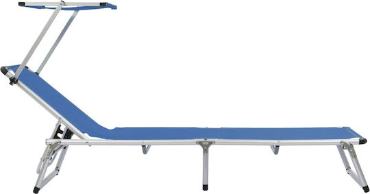 vidaXL Strandliegen Blau Faltbar mit Sonnenschirm 186x58x25.5cm. 1Stück
