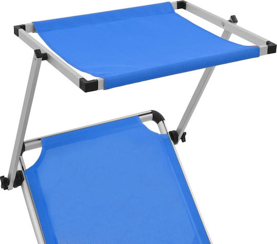 vidaXL Strandliegen Blau Faltbar mit Sonnenschirm 186x58x25.5cm. 1Stück