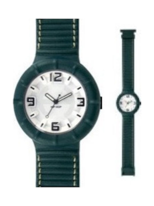 HipHop Hip Hop Watch with Green Metal Bracelet