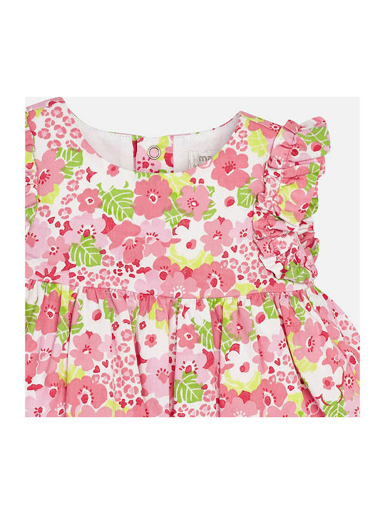 Mayoral Kids Dress Set with Accessories Floral Sleeveless Pink