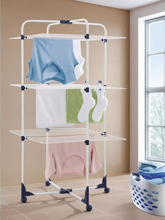 Leifheit Tower 270 Folding Floor Clothes Drying Rack made of Aluminum with Wheels with Hanging Length 27m