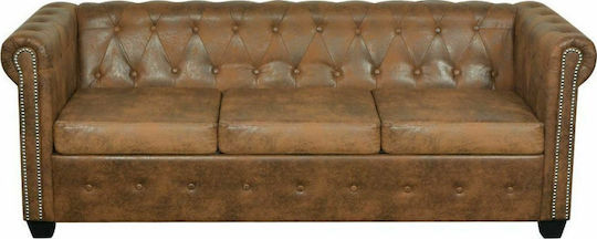 Dreisitzer Sofa Künstliches Leder Braun 200x76x70cm