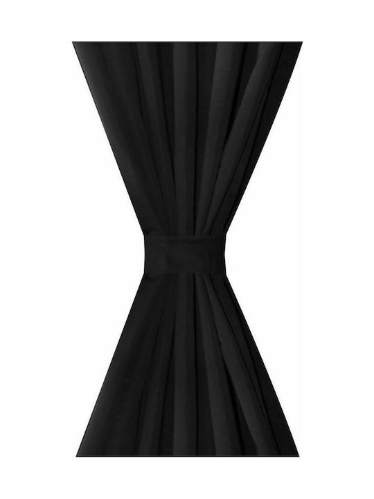 vidaXL Set Curtains with Tab Top Microsatin Black 140x175cm