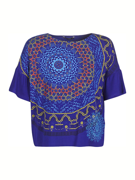 Desigual Liverpool Summer Women's Blouse Short Sleeve Blue