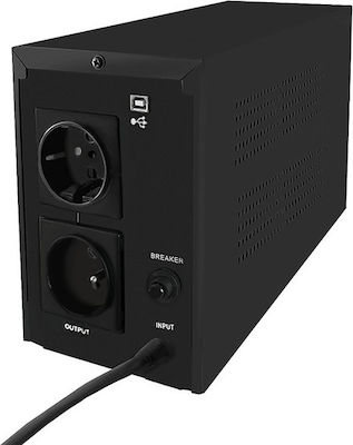 Qoltec Monolith 1000VA UPS Line-Interactive 600W with 2 Schuko Power Plugs