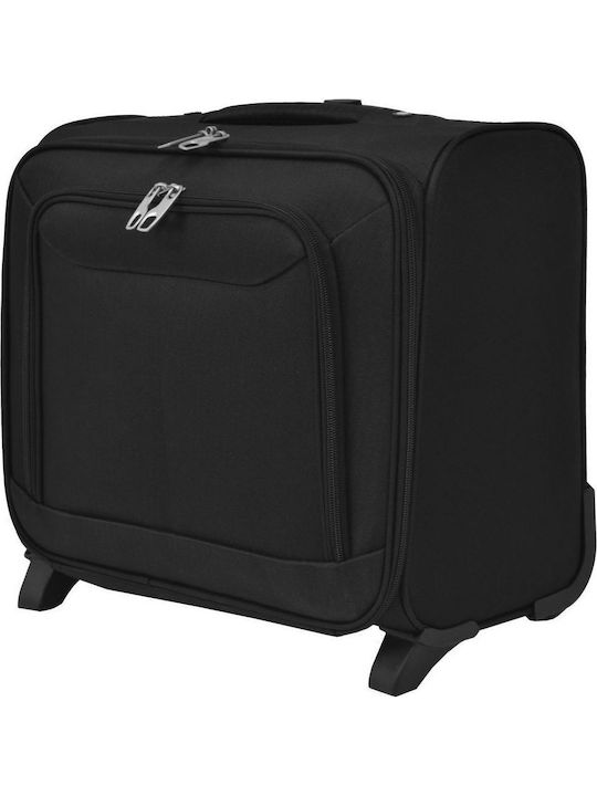 vidaXL Travel Suitcase Cabin Fabric Black with 2 Wheels Height 43cm