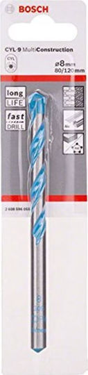 Bosch Diamond Drill with Cylindrical Shank for Wood, Metal, Masonry, Glass and Tiles 8x80mm