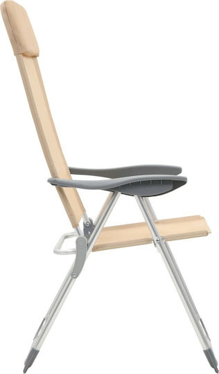 vidaXL Chair Beach Aluminium Beige 57x73.5cm Set of 4pcs