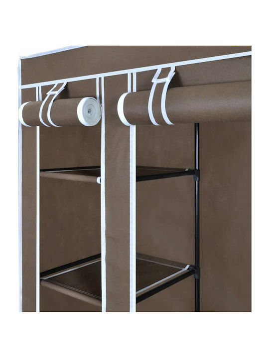 vidaXL Fabric Wardrobe with Zipper and Shelves in Brown Color 150x45x176cm