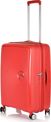 American Tourister Soundbox Medium Travel Suitcase Hard Red with 4 Wheels Height 67cm.