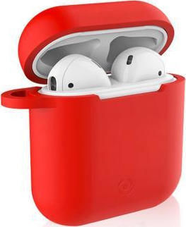 Celly Aircase Hülle Silikon in Rot Farbe für Apple AirPods 1 / AirPods 2