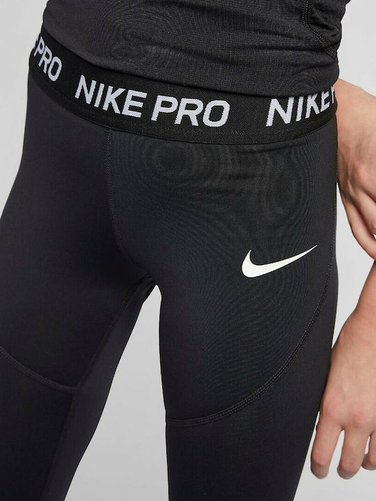 Kinderleggings Sport Lang Dri-Fit Schwarz