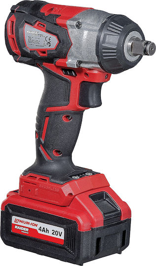 Raider RDI-IBW01 Brushless Μπουλονόκλειδο Μπαταρίας 20V 1x4Ah με Υποδοχή 1/2"