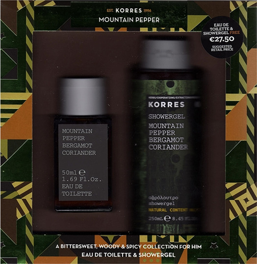 Korres Mountain Pepper Bergamot Coriander Eau De Toilette 50ml & Shower