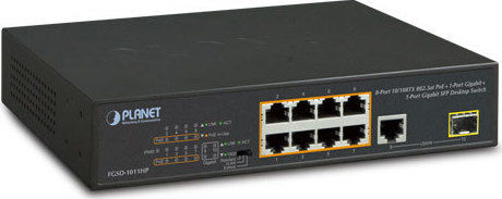 Planet FGSD-1011HP Unmanaged L2 PoE+ Switch με 9 Θύρες Gigabit (1Gbps) Ethernet και 1 SFP Θύρα