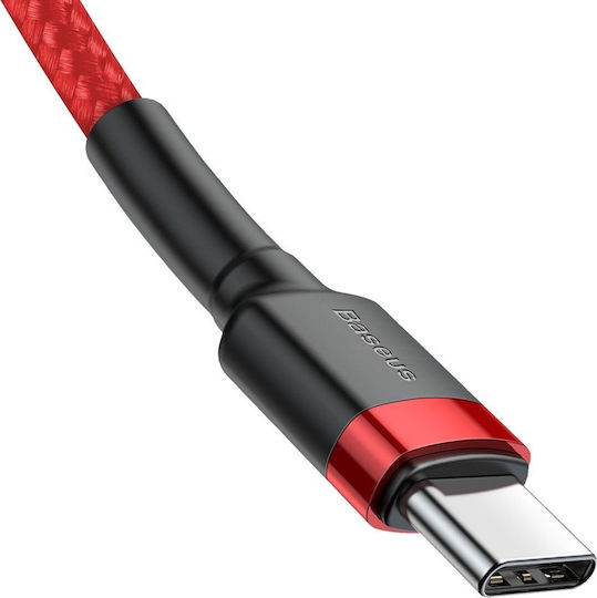 Baseus Cafule Cablu Braided USB 2.0 USB-C Male - USB-C 60W PD Roșu 2m CATKLF-H09