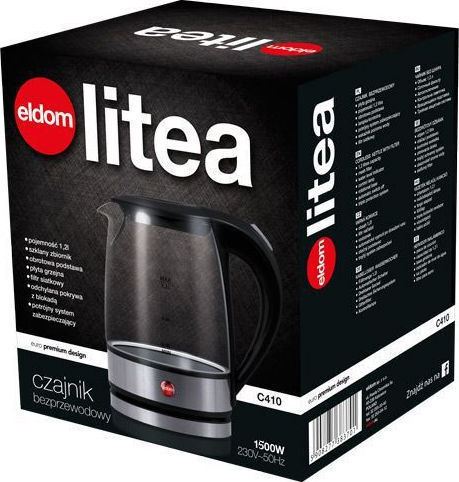 Eldom Litea Електрическа Кана 1.2л 1500W Сребриста