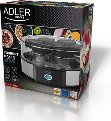 Adler Yogurt Maker with Jars 1.4lt Silver 20W