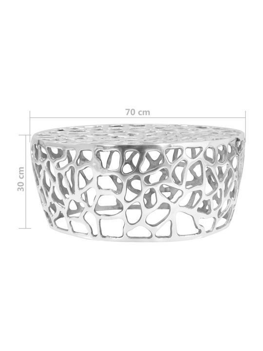 Round Central Aluminum Coffee Table Silver M70xP70xH30cm