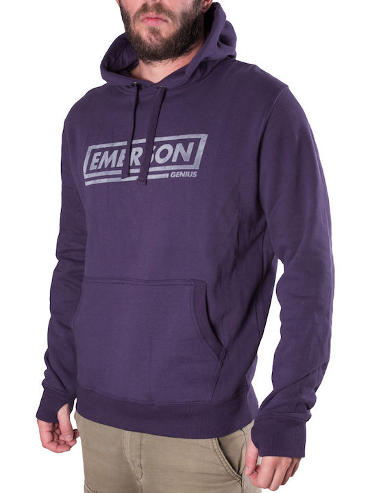 Emerson Men's Sweatshirt with Hood and Pockets Purple