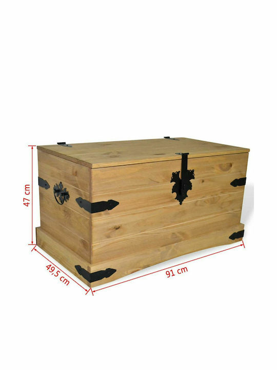 vidaXL Διακοσμητικό Μπαούλο Ξύλινο Μπεζ 91x49.5x47εκ.
