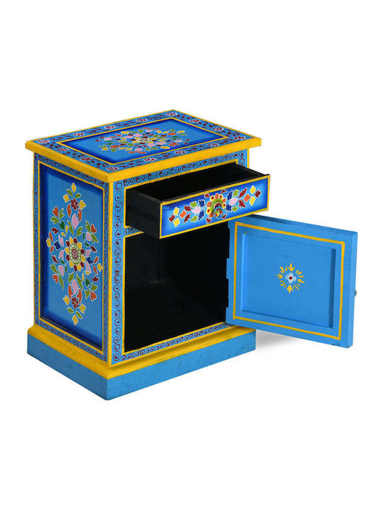 Bedside Table Made of Solid Blue Wood 40x30x50cm