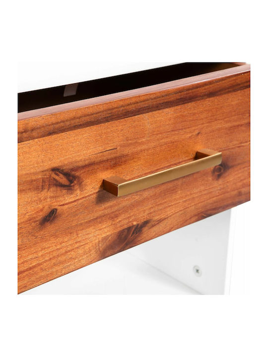Bedside Table of Solid Wood White 40x30x45cm