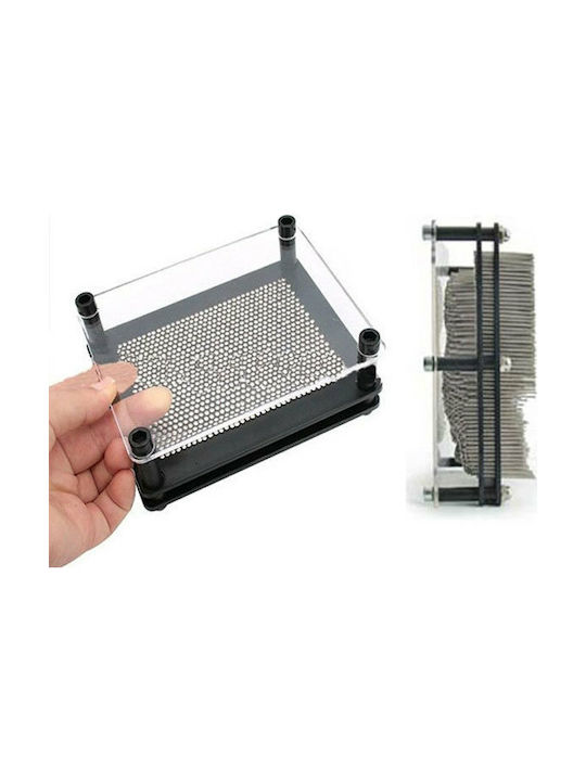 3D Pin Art Office Decor Accessory Made of Metallic 13.69x5x17.6cm in Gray Color