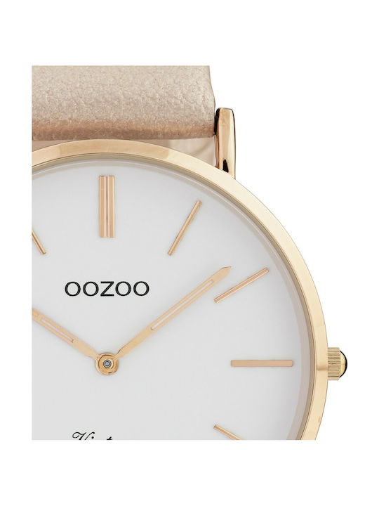 Oozoo Timepieces Vintage Watch with Leather Strap Pink