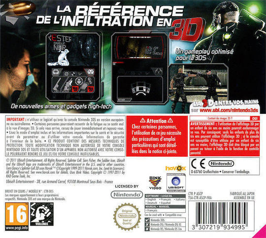 Tom Clancy's Splinter Cell 3D 3DS Game (Used)