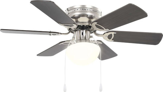 vidaXL Ceiling Fan 82cm with Light Fixture Brown / Silver