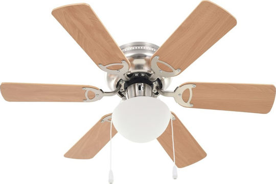 vidaXL Ceiling Fan 82cm with Light Fixture Brown / Silver