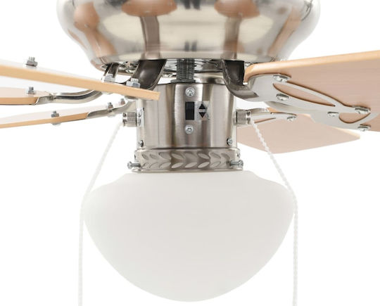 vidaXL Ceiling Fan 82cm with Light Fixture Brown / Silver