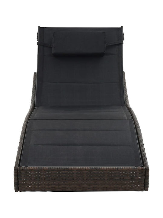 Șezlong Rattan cu Țesătură Textilene Culoare Full Face Maro 213x70x40cm Șezlong Rattan cu Țesătură Textilene Culoare Full Face Maro 213x70x40cm