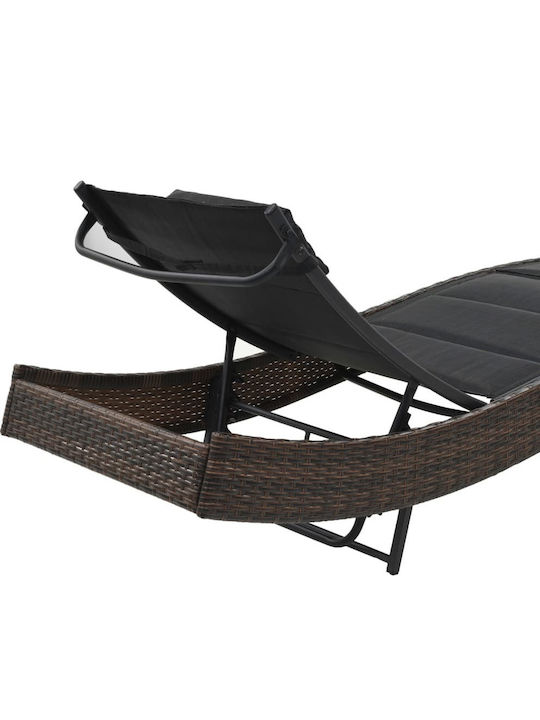 Liegestuhl Rattan mit Textilene-Stoff Braun 213x70x40cm.