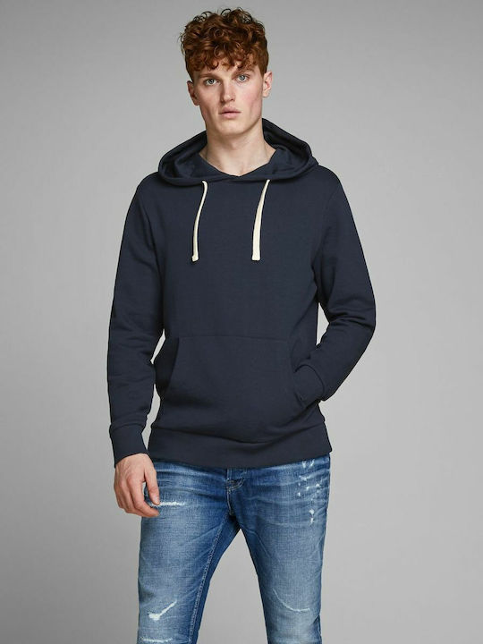 Jack & Jones Men's Sweatshirt with Hood and Pockets Blue / Navy Blazer