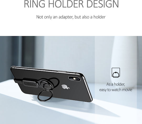 Usams AU06 Dual Lightning Ring Holder Adapter Μαύρο