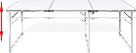 vidaXL Tabelle Aluminium für Camping Klappbar Campingmöbel 180x60x70cm Weiß