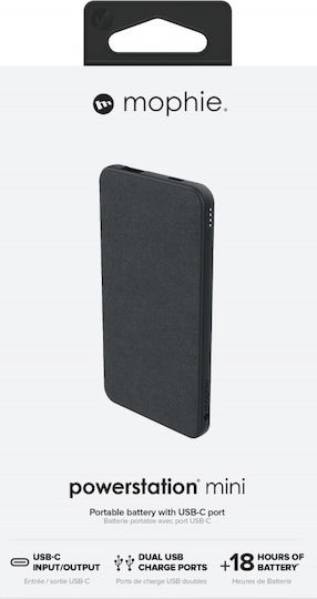 Mophie Powerstation Mini 5000mAh mit USB-A Anschluss und USB-C Anschluss Schwarz