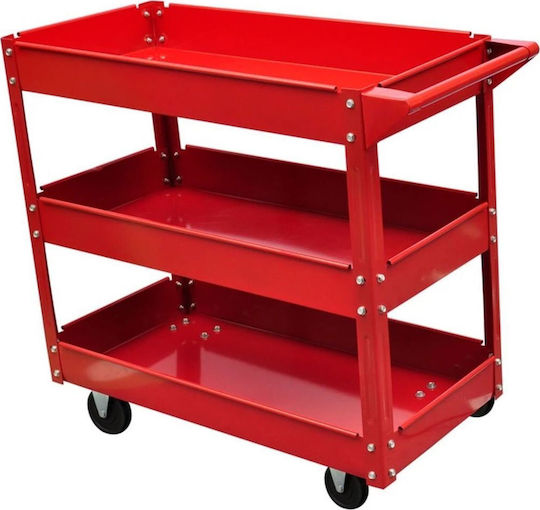 vidaXL Wheeled Metallic Tool Carrier 3 Slot W84xD41xH78cm