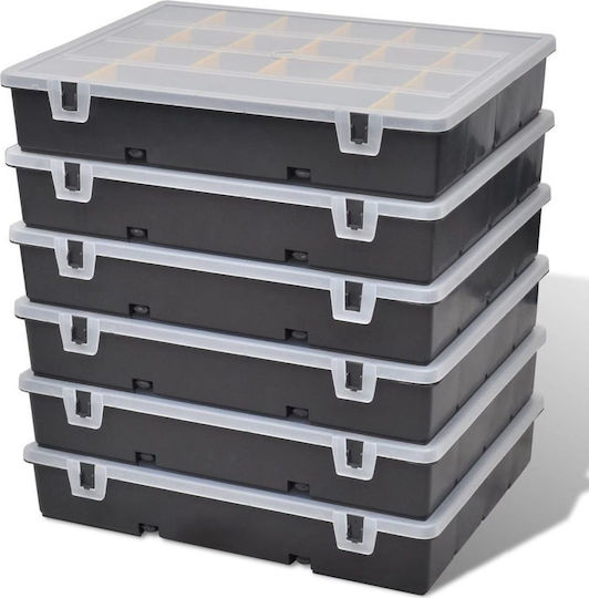 vidaXL Tool Compartment Organisers 21 Slot Adjustable Black 36x28x6.5cm 6pcs