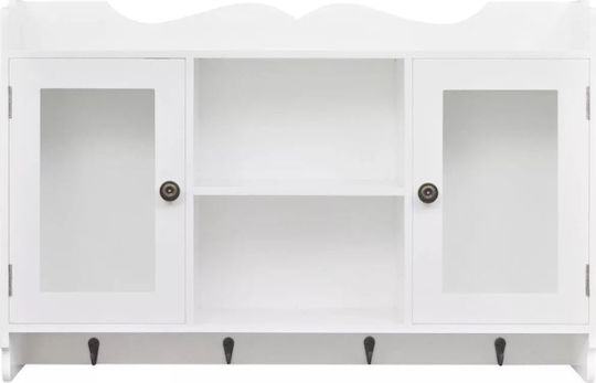 Wall Living Room Display Cabinet made of MDF with Glass White 68x17x44cm